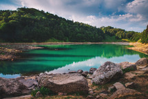 Green lake in the mountains