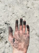 dirty sandy hand 
