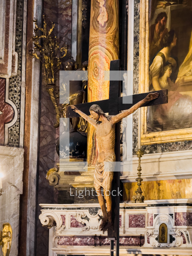 Artistic Crucifix Inside A Church 