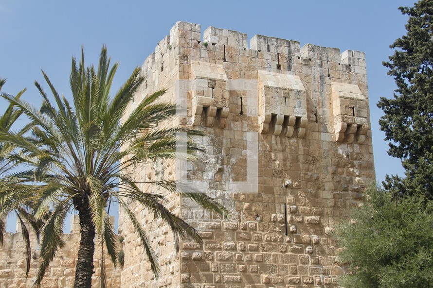 Part of the ancient walls of Jerusalem. Tower of Phasael.
