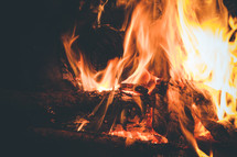 flames in a campfire 