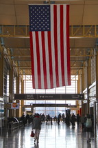 American Flag hanging in Central Station 