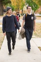 students walking to a Bible study 