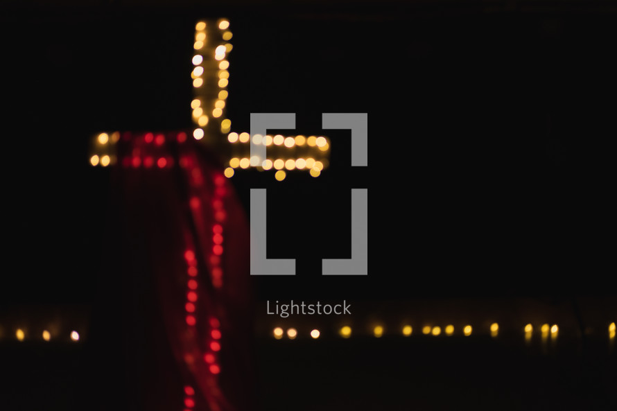 bokeh lights cross
