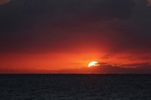 Sunset over the ocean in Cuba 