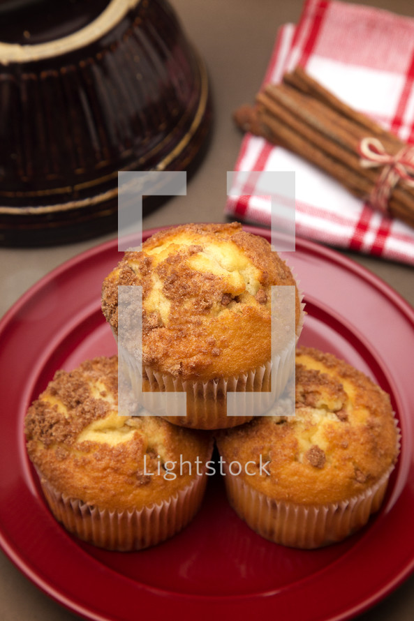 Brown Sugar and Cinnamon Muffins on a Kitchen Counter