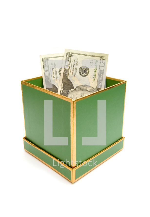 cash in a gift box 