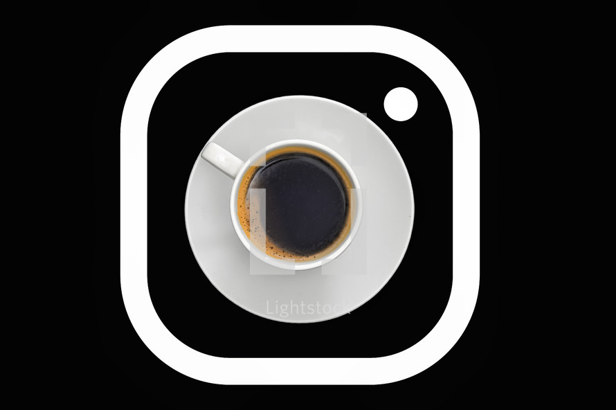 Icon Of Instagram Cup Of Coffee On Black Background