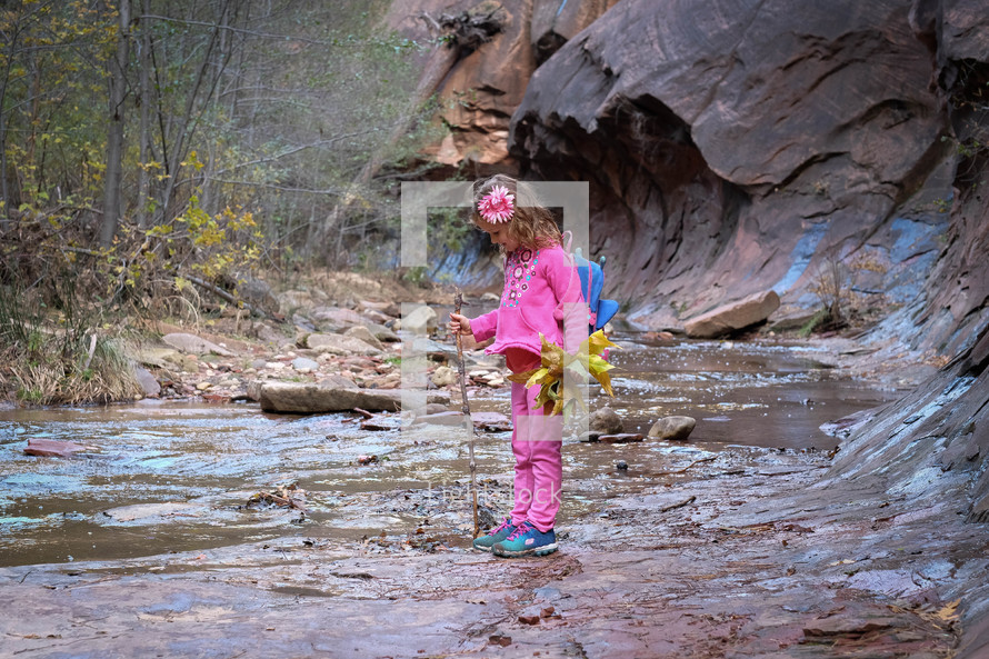 girl exploring outdoors 