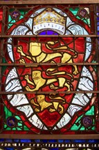 shield stained glass window 
