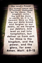 Headstone with The Lord's Prayer.