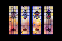 Stained glass church windows.