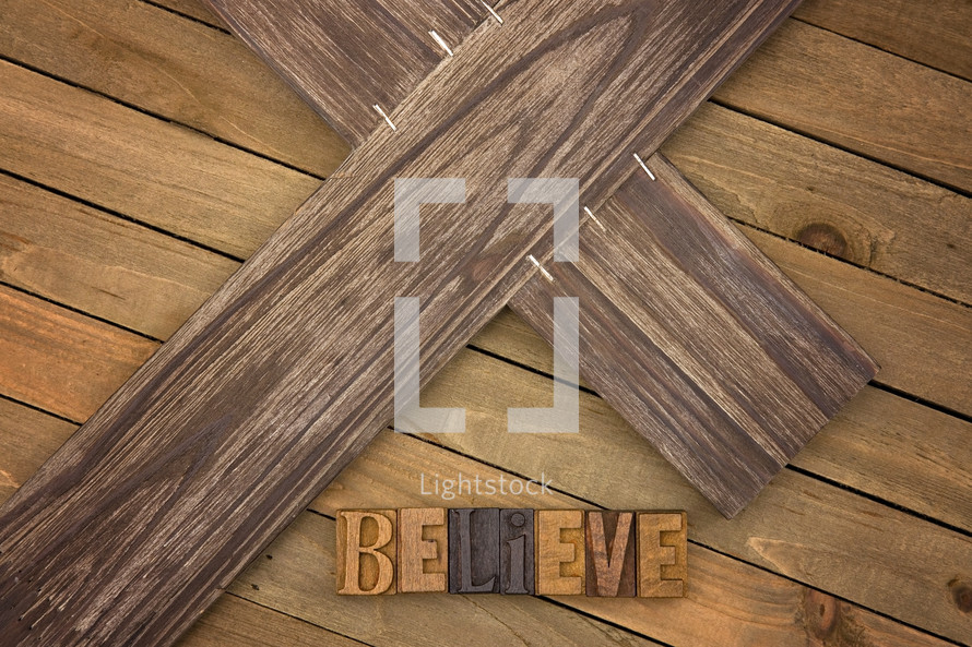 Believe and wood cross 