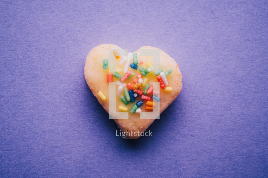 heart shaped cookie with sprinkles 