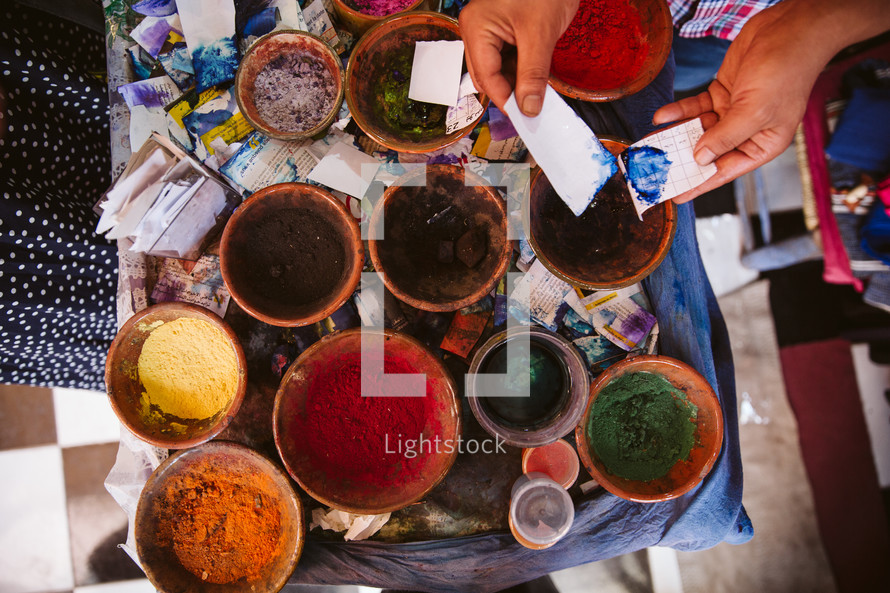 dyes and powders in Marrakech