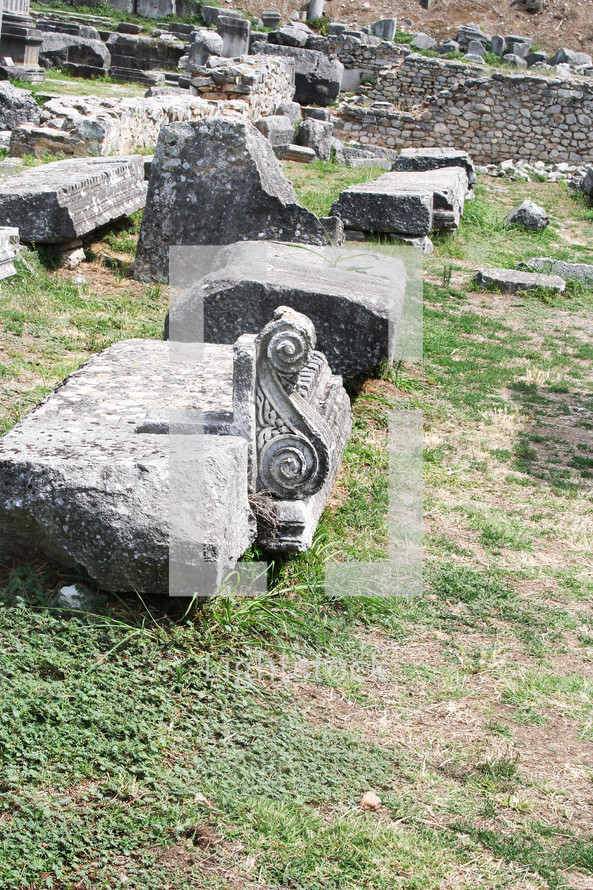 Ancient Philippi. Remains from historic Philippi that would have been visited by the Apostle Paul, Silas, Lydia and early Christians from Acts 16. These remains are near the Agora of Philippi.
