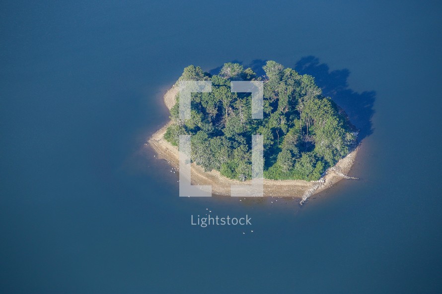 aerial view over an island 