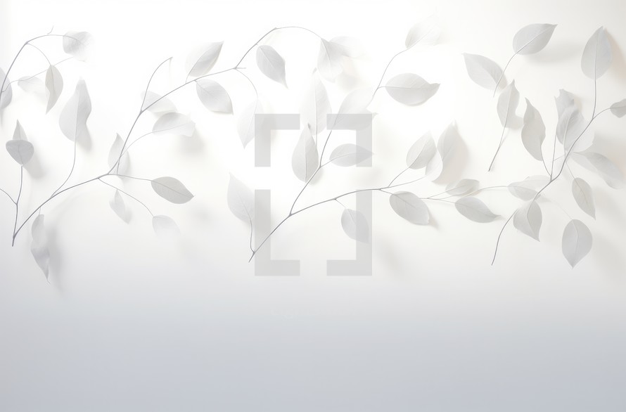 White leaves on a white background. Minimalistic design. Vector illustration.