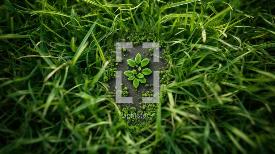 Green sprout in the grass. Concept of new life, nature and ecology.