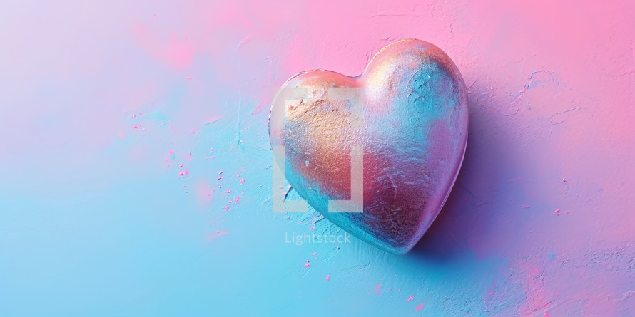 Valentine's day background. Iridescent Heart on a Vibrant Background