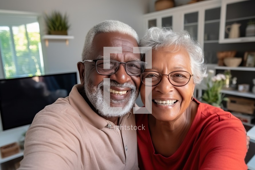  Elderly Couple Taking a Selfie in a Modern Living Room