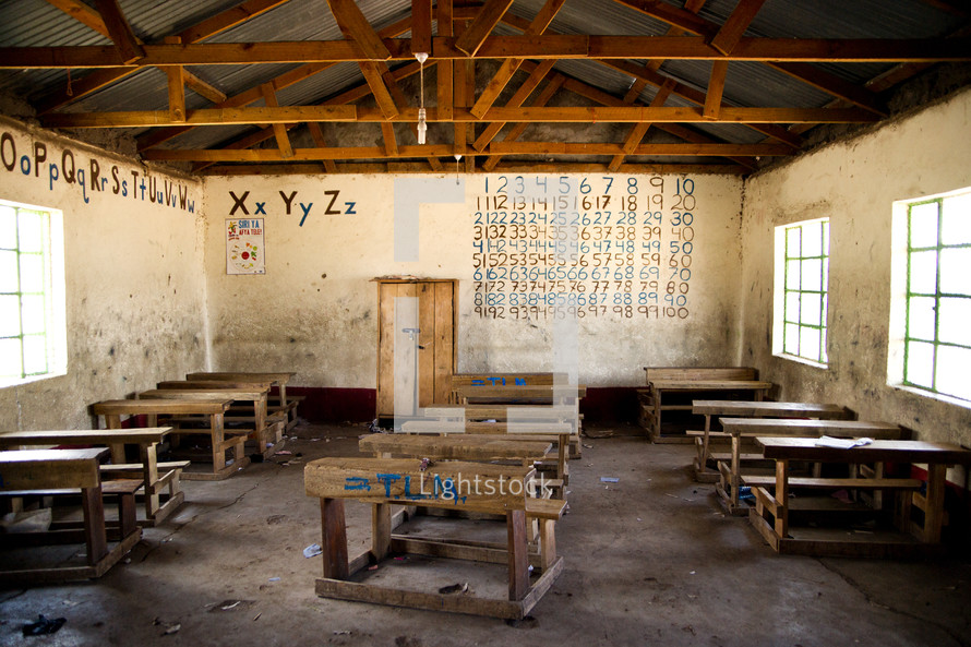 schoolhouse classroom interior in Africa 