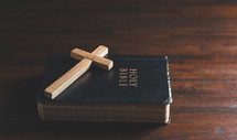 Wooden cross and Bible