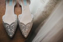 wedding gown and high heels 