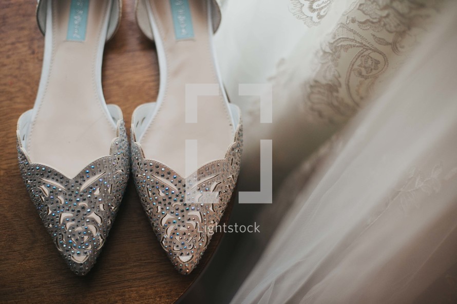 wedding gown and high heels 