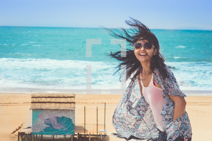 happy girl on a beach 