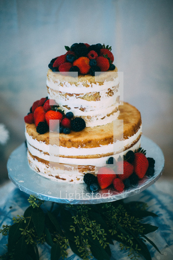 berries on a cake 