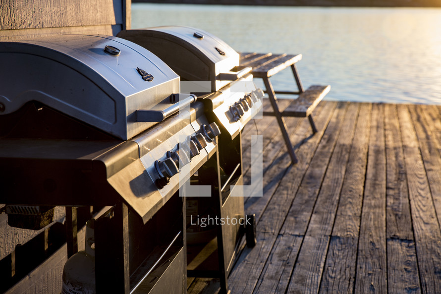 grills on a dock 