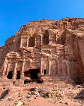 Temple above a Rock-Cut House in Little Petra or Siq Al-Barid, Jordan
