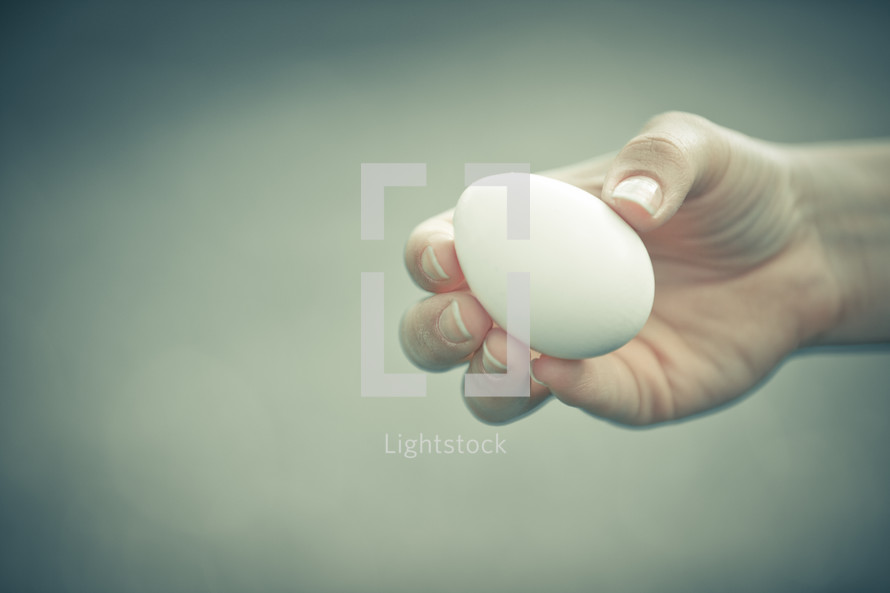 hand holding an egg