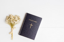 bouquet of dried flowers and Bible 