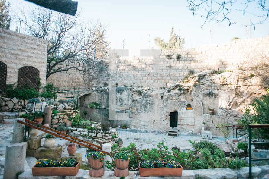 tomb and garden in the Holy Land 