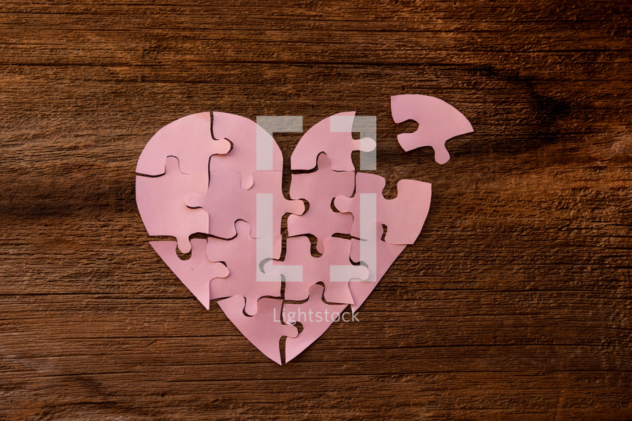 Pink, heart shaped puzzle