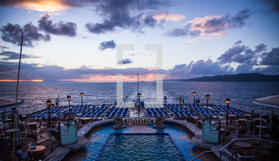 cruise ship deck with pool 