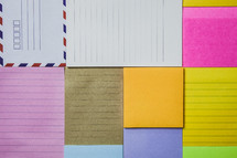 mixed colorful paper and sticky note background 