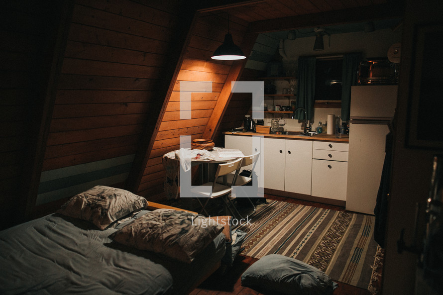 bed in a cabin 