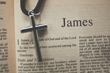James and a cross necklace 
