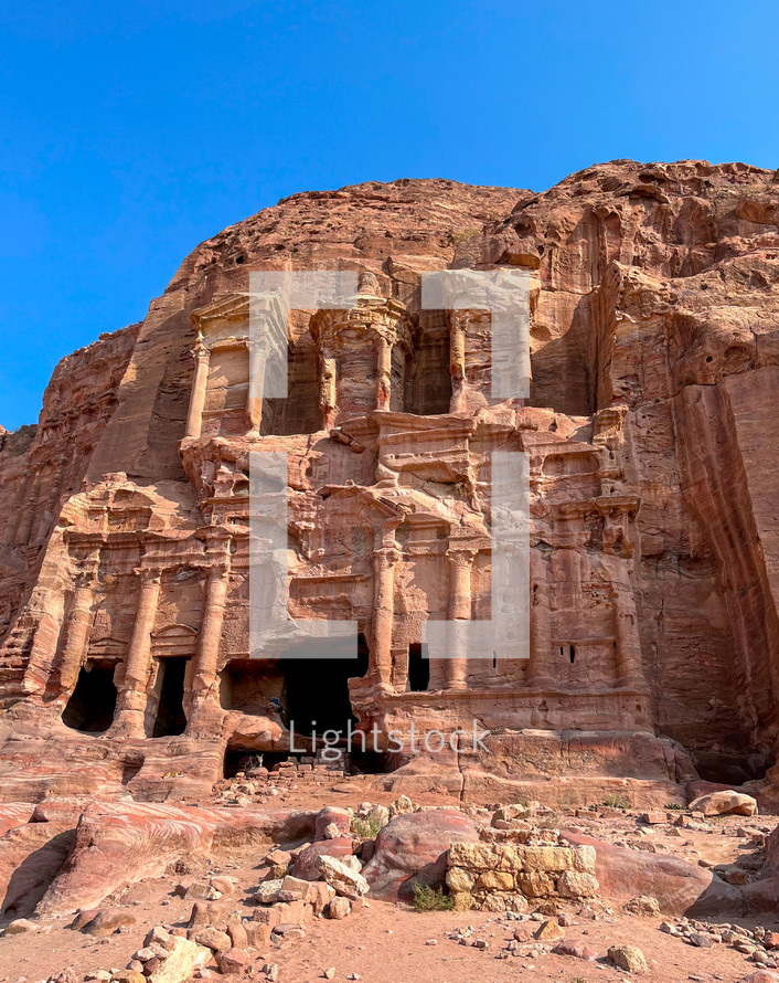 Temple above a Rock-Cut House in Little Petra or Siq Al-Barid, Jordan
