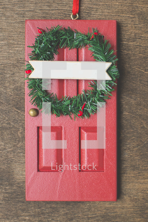 red door Christmas ornament 