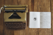 typewriter and journal 
