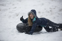 tubing in the snow 