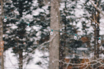 string of lights and falling snow 