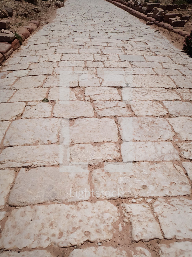 A Roman paved street in Petra.