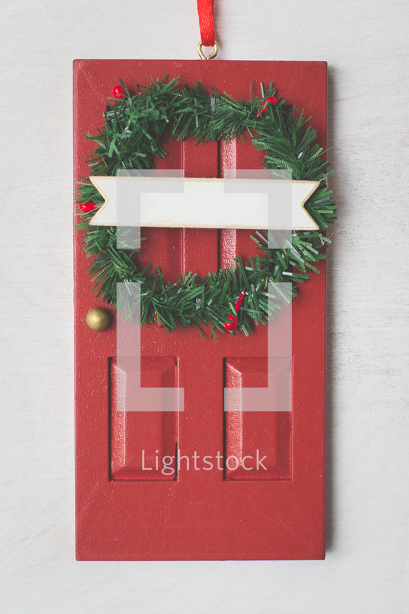 red door Christmas ornament 