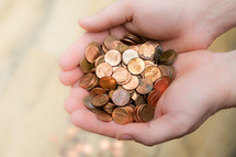 hands full of pennies