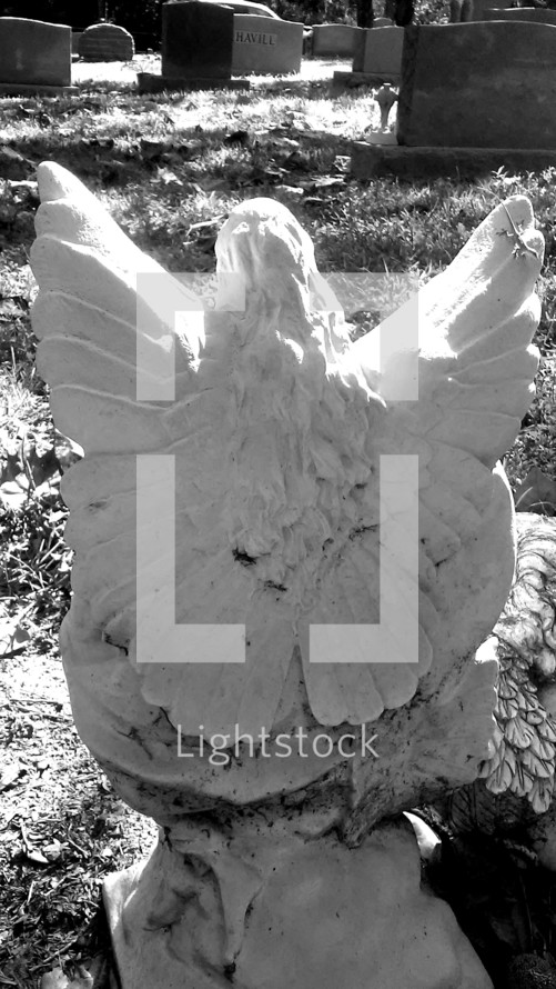 angel statue in a cemetery 